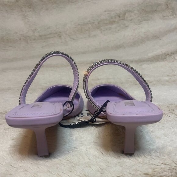 Zara Lavender Pointed Toe Rhinestone Kitten Heels size 39 (US 8) - Picture 4 of 6